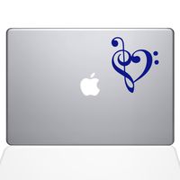 The Decal Guru 1947-MAC-15P-DB Music Heart Decal Vinyl Sticker, 15" MacBook Pro (2015 & Older), Dark Blue