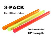 NJGIANT 3-Pack Tactical Replacement High Brightness Glow Stick Fluorescence Fiber Optic Sight Rod Green/Red/Orange for Bow and Gun Sight (0.06)