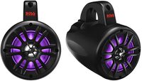 BOSS Audio Systems B40RGB ATV UTV Weatherproof Waketower Speaker System - Amplified, 4 Inch, Full Range, 2 Way, Bluetooth, RGB Led Illumination, IPX5 Rated Weatherproof, Sold in Pairs