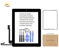 iPad 4 Model A1458, A1459, A1460 Black Screen Replacement Touch Screen Digitizer Glass Assembly Includes Home Button Camera Holder Pre Installed Adhesive Stickers Bezel Frame and Professional Tool Kit