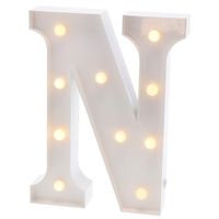 Barnyard Designs Metal Marquee Letter N Light Up Wall Initial Wedding, Bar, Home and Nursery Letter Decoration 12" (White)