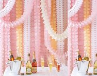 Life Glow Hanging Garland Four-Leaf Tissue Paper Flower Garland Reusable Party Streamers for Party Wedding Decorations, 11.81 Feet/3.6M Each, Pack of 6-Pink