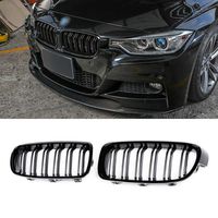 SNA ABS F30 Grill, Front Kidney Grille for 2012-2018 BMW 3 Series F30 F31 (Double Slats Gloss Black Grill, 2-pc Set)