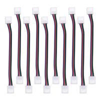 JACKYLED RGB 5050 3528 LED Light Strip Connector 4 Pins 10 mm Wide Strip to Strip Jumper 10-Pack Wire Solderless