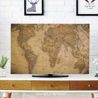 Wanderlust Indoor POP TV dust Cover,Cover Type 65 inch LCD TV 3D Printed with Anthique Old World Map in Retro Color with Vintage Nostalgic Art Deco,Quality waterproof Polyester Protect Your TV