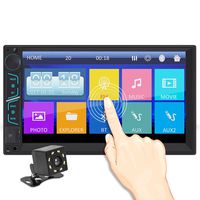7 Inch Universal Double Din in Dash Stereo Car Receiver Audio Video Car MP5 Player Bluetooth FM Radio Mp3 AUX-in TF Card USB Steering Mirror Link Wheel Controls Remote Control with Rear View Camera