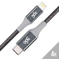 360 Electrical 360704-CH Habitat 4ft Premium USB-C to Lightning Braided Charging Cable - MFi Certified for iPhone and iPad - Charcoal
