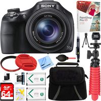 Sony DSC-HX400V/B 50x Optical Zoom Digital Camera + 64GB Memory Card, Battery & Accessory Bundle