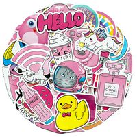 Cute Pink Teen Girl Stickers Big 50-Pack Waterproof,Vsco Trendy,Aesthetic,Vinyl Stickers for Laptop,Water Bottles,Hydro flasks,Luggage,Bicycle,Guitar,Skateboard and Notebook Decal