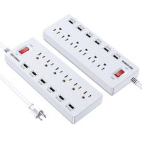 [2 Pack] POWERADD 6-Outlet 6 USB Ports Power Strip Extension Lead with Surge Protector 1625W/13A, 6ft Heavy Cord for Smartphones, Tablets, Desk Lamps, Computers, Other AC and DC Devices