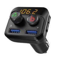 Linkstyle FM Transmitter with Bass Booster, Bluetooth 5.0 FM Transmitter Wireless Radio Car Adapter Receiver, Dual USB Charging Ports, Hands Free Calling, Support USB Flash Drive, TF Card