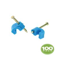 Mediabridge 5mm Cable Clips (100 pcs - Blue) with Hardened 1 Inch Nail for Cat5 / Cat5e Ethernet Cable (0.2in Diameter) (Part# MCC50-BLU)