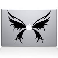 The Decal Guru 1031-MAC-12M-BLA Butterfly Wings Vinyl Sticker, 12" Macbook, Black