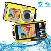 Underwater Camera Waterproof Camera with 24MP Waterproof Digital Camera Camcorder Full HD 1080P Underwater Digital Self Shot Dual Screen DV Recorder (Dark Yellow)