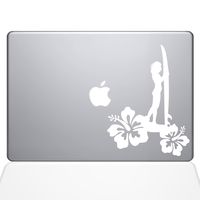 The Decal Guru Surfer Girl Decal Vinyl Sticker, 11" MacBook Air, White (1454-MAC-11A-W)