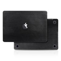 Black Leather Texture Skin Decal (4-in-1) Full-Size 360° Protector Cover Apple MacBook Pro 15 Inch A1707 A1900 (2016 2017 2018 2019 Model with & w/o Touch Bar & ID) Black Keyboard Cover