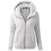 CCOOfhhc Women's Winter Warm Hooded Sweater Coat Full Zip up Basic Solid Fuzzy Wool Cotton Jacket Outwear with Pocket,L5 Light Gray