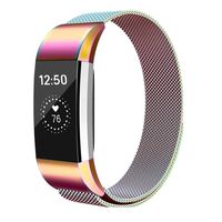 Keasy Replacement Bands Compatible with Fitbit Charge 2, Stainless Steel Metal Lock Replacement Wristband for Women Men (Colorful, Small (5.3-7.6 Inch))