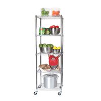 Seville Classics UltraDurable Commercial-Grade 5-Tier NSF-Certified Steel Wire Shelving with Wheels, 24" W x 18" D, Chrome