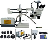 OMAX 2X-270X Boom Stand Zoom Stereo Trinocular Microscope w 150W Fiber Light+9.0MP USB Camera