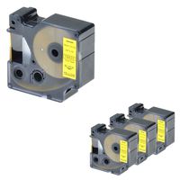 NineLeaf 4 Pack Black on Yellow Vinyl Label Tape Compatible for DYMO 18433 Rhino LabelManager 300 350 400 450 Label Maker,19mm(3/4") x5.5m(18ft)