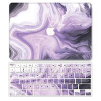 One Micron Case + Keyboard Cover Compatible with MacBook Air 11 inch, Plastic Pattern Hard Case Shell Compatible with MacBook Air 11.6 Inch (Model: A1465/A1370)-Glazed Purple Marble
