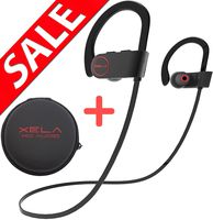 XELA [ Sale ] - iPhone/Android - Bluetooth Headphones (Best Sport Wireless Stereo Headset with Microphone, Travel Case, Noise Reduction, True Beats, Neckband Style) (Black Wire)