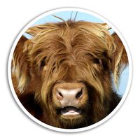 2 x 10cm Highland Cow Vinyl Stickers - Scotland Fun Sticker Laptop Luggage #8234 (10cm Wide)