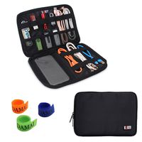 BUBM Universal Electronics Accessories Organizer, Travel Gear Carry Bag for Cables, USB Hard Drive, Plug, External Flash Drive and More, Lightweight and Compact (Medium-Black)