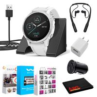 Garmin Fenix 6S Multisport GPS Smartwatch (42mm, White/White Band) with Charging Standn Fitness Suite, Bluetooth Earbuds and More