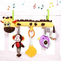 TUMAMA Baby Toys for 0 3 6 9 to 12 Months, Activity Plush Animal Stroller and Hanging Toy for Baby Car Seat Crib Travel with Teether, Rattle, Sensory Learning Toy