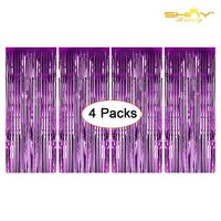 ShiDianYi Metallic Foil Fringe-Backdrops-Purple-12FTX8FT Tinsel Party/Window/Door Decorative Fringe Curtains(Pack of 4)