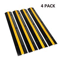 4 Pack 1-Channel Rubber Cable Protector Ramp Traffic Speed Bump 18000lbs Capacity Heavy Duty Cable Protective Cover Ramp Driveway Hose Cord Track Protector Wires Concealer for Garage Parking