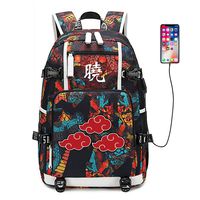 Anime Naruto Cosplay Backpack Daypack Bookbag Laptop Bag School Bag with USB Charging Port (Color 1)