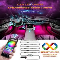 wsiiroon Car LED Strip Light, Newest Style App Controller Car Interior Lights, Brighter LED Lamps, Infinite DIY Colors with Sound Active Function for iPhone Android Smart Phone(DC 12V)