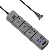 Travel Power Strip 4 USB Ports 3 Outlets Power Strip 6ft Desktop Charging Station Portable Travel Universal Power Socket for Home, Cruise Ship, Office and Travel