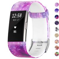 SKYLET for Fitbit Charge 2 Bands, Silicone Replacement Bands for Fitbit Charge 2 Accessory Wristbands (No Tracker)[Purple Universe, Small]