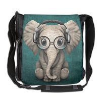 HUE FIUB Classic Baby Elephant DJ Messenger Bag Shoulder Bag Outdoor Sports Crossbody Bag Side Bag For Men Women