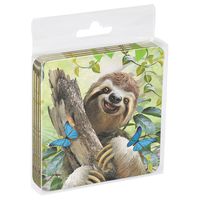 Tree-Free Greetings ECO Coasters Box Set of 4 Drink Coasters, 3.5 x 3.5 Inch, Sloth Selfie  (EC96903)