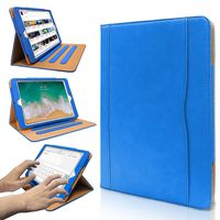 iPad 9.7 2017/2018 case - Leather Multiple Card Pocket Stand Case with Auto Sleep/Wake Up Viewing Angles Stand Folio Design for Apple iPad 9.7 inch 2017/2018 Air/Air 2 -Blue
