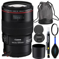 Canon EF 100mm f/2.8L Macro is USM Lens + UV Filter + Pixibytes Essentials Package