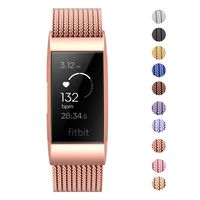 Fitlink Stainless Steel Metal Replacement Bands for Fitbit Charge 3 and Charge 3 SE for Women Men,Multi Color Multi Size(Rose Gold,Large(6.1 ''- 9.9''))