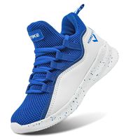 WETIKE Kids Basketball Shoes Comfortable Boys Basketball Sneakers Youth Mid-top Slip-on Girls Running Shoes Lightweight Big Little Kids Shoes Size 1.5 Blue