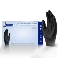 1st Choice Exam 4 Mil Black Nitrile Gloves - Latex Free, Powder Free, Non-Sterile, Large, Box of 100