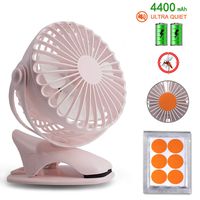 HALLO Gontar Clip-on Stroller Fan 4400 mAh Rechargeable Lithium Battery & USB Cable 360°Rotation Adjustable Speed-Operated Accessory for Baby, Car Seat, Gym, Travel, Treadmill,(Pink)