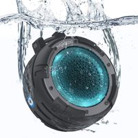 Shower Speaker, Mindkoo IPX8 Waterproof Portable Bluetooth Wireless Speaker with 4 LED Light Modes, Built in Mic, Super Bass and HD Sound,for Bathroom, Bike, Beach, Pool, Home and Outdoor