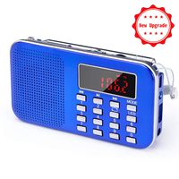 Mini Portable Pocket AM/FM Radio with LED Flashlight, PRUNUS J-908 Digital Radio Speaker Music Player Support Micro SD/TF Card/USB, Auto Scan Save, 1200mAh Rechargeable Battery Operated(Blue)