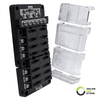 12 Way Fuse Block with 12 Ground Negative Busbar for Automotive [12V - 32V DC] [100 Amp Max] [Modular Design] [ATC/ATO Fuses] [LED Indicator] Auto Marine Ground Terminal Fuse Box