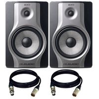 M-Audio BX8 Carbon Pair Speaker Studio Monitors for Music Production and Mixing. With Free XLR Cables.