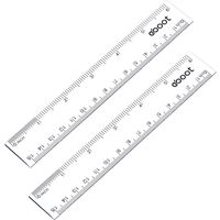 2 Pack 6 Inches Clear Plastic Ruler Straight Ruler Plastic Measuring Tool for Student School Office